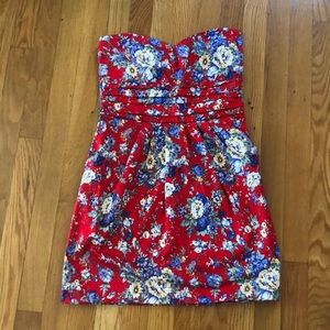 Gianni Bini Red Strapless Ruched Mini Dress